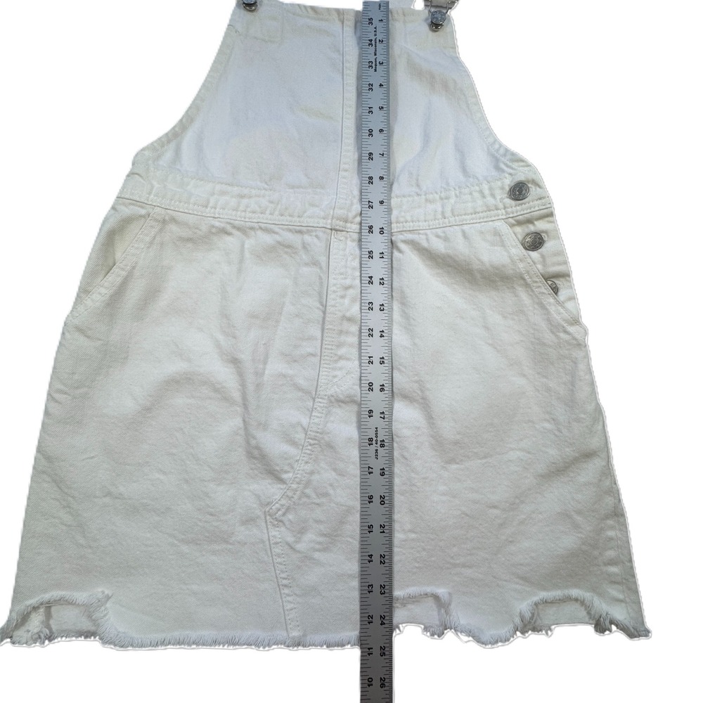 Envy White Denim Overall Skirt Womens Small Pinafore Dress Mini Festival Boho - Picture 7 of 10